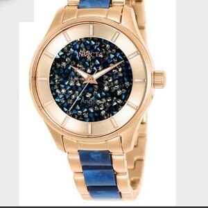 Invicta Gold and Blue Crystal Watch